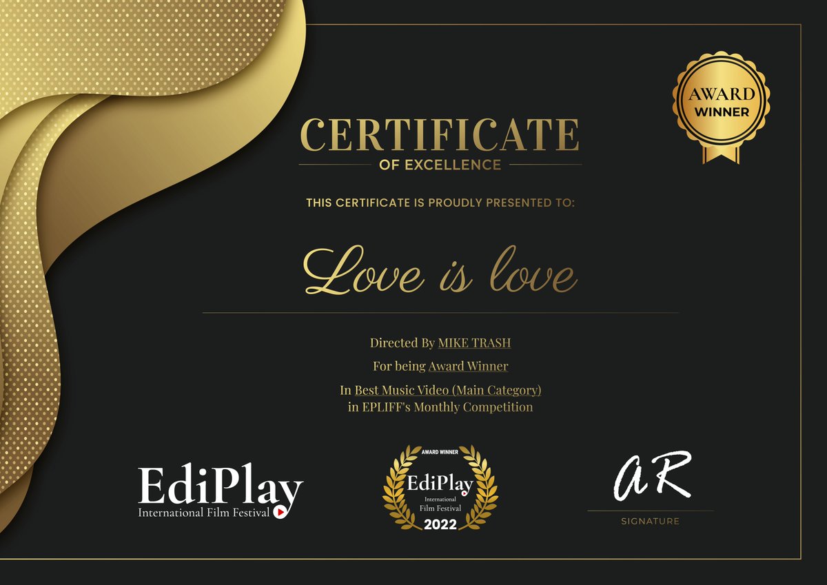 MikeTrashTTRS's tweet photo. Got the Certificates Of Excellence from @EdiplayF from @FilmFreeway for #LoveisLove For Best Music Video & #VitalIdol for Best Trailer. Now if I can network myself into those People to help me make those dreams come true https://t.co/0cn6v0aVKP