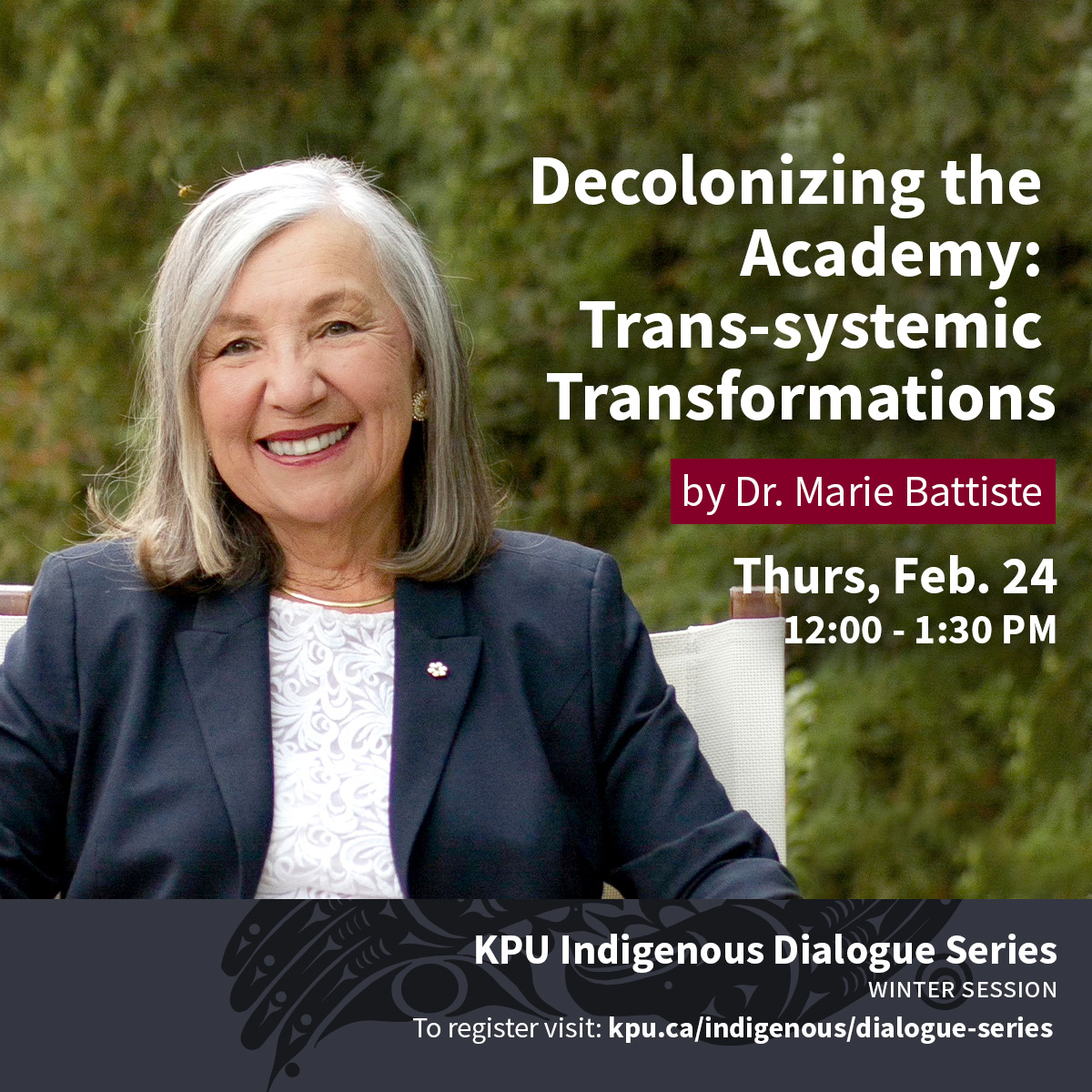 KPUorientation's tweet photo. Join us tomorrow with Dr. Marie Battiste to discuss decolonization of academic institutions, Indigenization of knowledge, and reconciliation. To learn more, follow this link: https://t.co/AYTM4AqTHa https://t.co/BIjzRFMJ4H