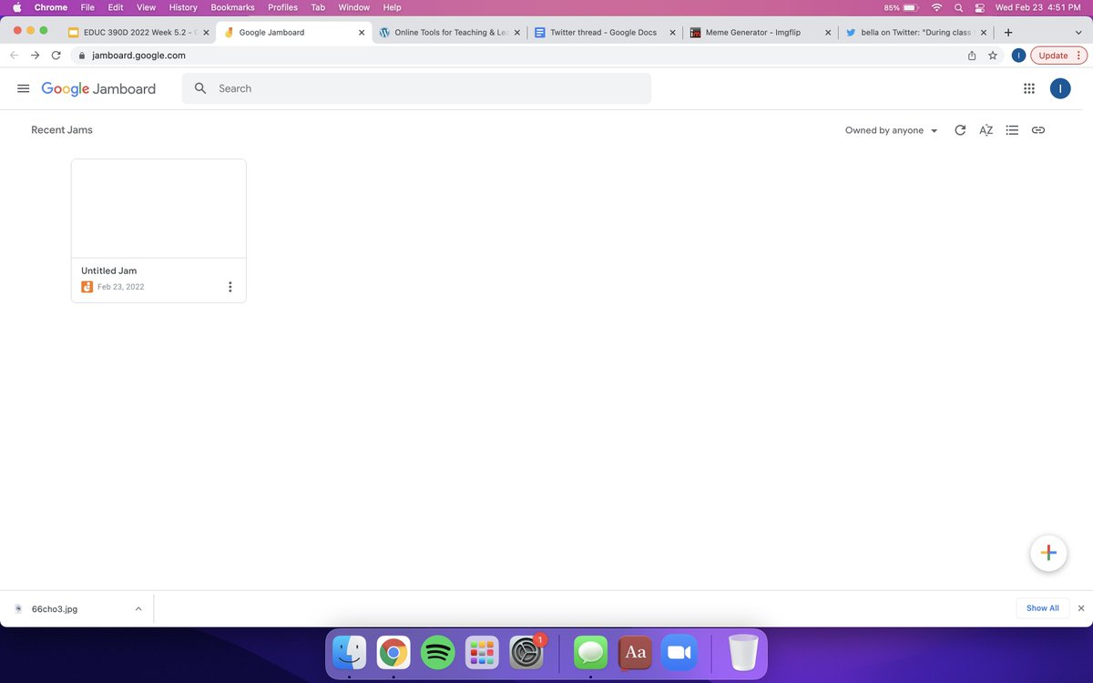 reader_bella's tweet photo. Jamboard's home page lacks a clear starting point. It consists of a big white screen with not much information or directions. This makes. the site. difficult for those who are not already familiar with the site. (3/10) https://t.co/ccq1qzUbyR