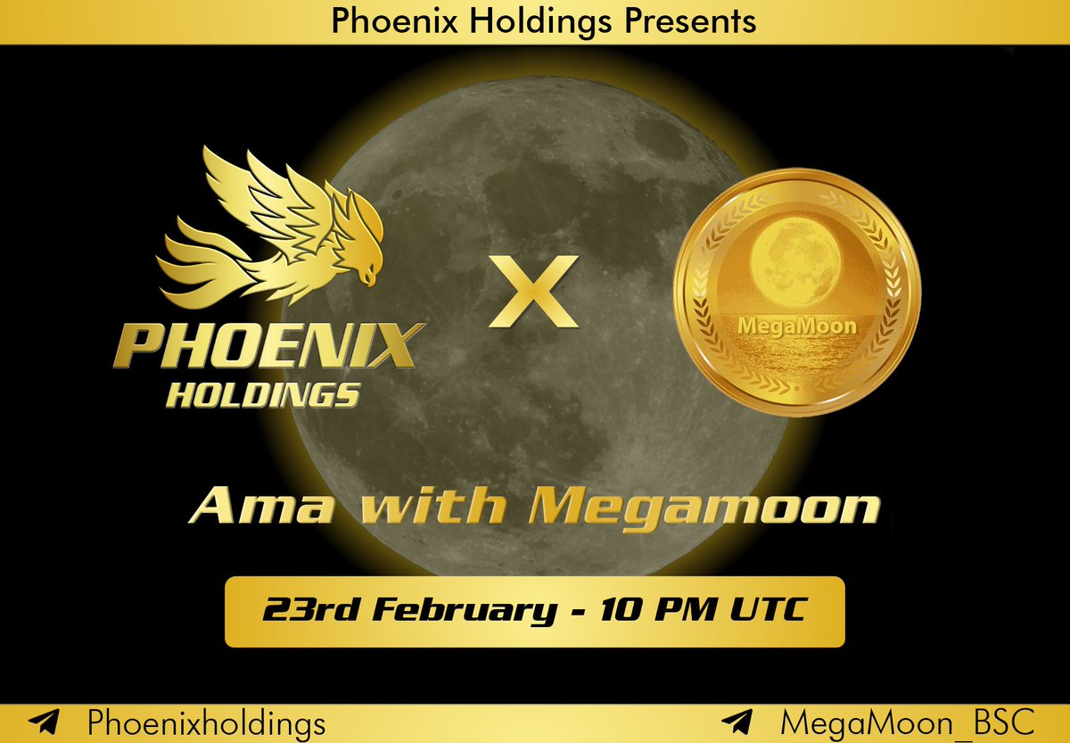 Phoenix Holdings (@phoenix_holding) on Twitter photo Join our AMA with <a href="/MegaMoonCrypto/">MegaMoon Token</a>
BUSD given away 🤑🤑🤑🤑🤑🤑
#BSCGem #Giveaway #Crypto #BULLISH Join our AMA with <a href="/MegaMoonCrypto/">MegaMoon Token</a>
BUSD given away 🤑🤑🤑🤑🤑🤑
#BSCGem #Giveaway #Crypto #BULLISH