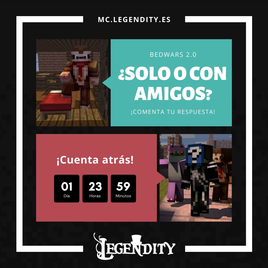LegendityES's tweet image. ¿Solo o con amigos?⭐
Tu ya estas preparado para la nueva actualizacion de bedwars que se viene esta semana😱

¡Cada vez queda poco!🎮
