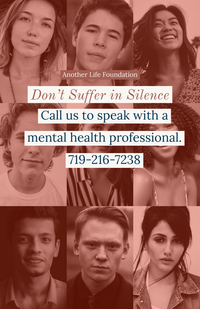 alifef's tweet photo. @AnotherLifeFou1 Don't Suffer in Silence. Call us at 719-216-7238 to speak with a mental health professional. Another Life Foundation will pay for 5 FREE sessions for those who qualify.
#mentalhealth #telehealth #mentalwellness #alifef #counseling #counselor #therapy #therapists https://t.co/HmW7LREdai