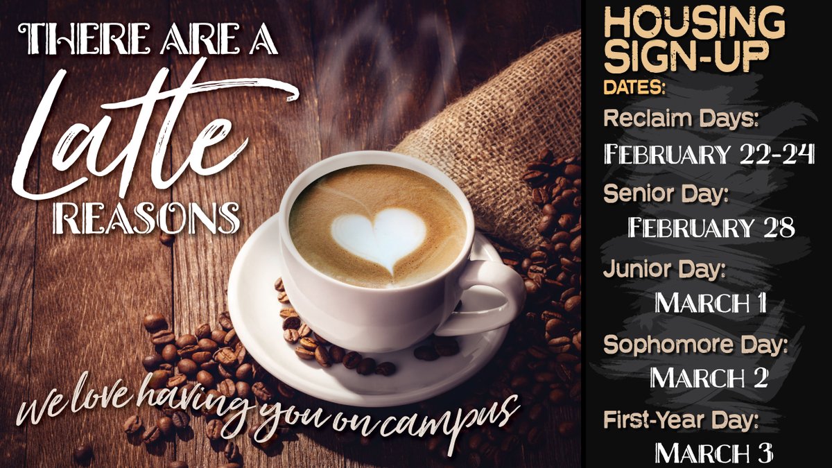 SMSU Students! Live in the Residence Halls? Love your room? It's RECLAIM DAYS for Housing Sign-up! Love your room, keep your room! For all the housing options available and to sign-up
visit: SMSU.edu/go/RESIDENCELI…