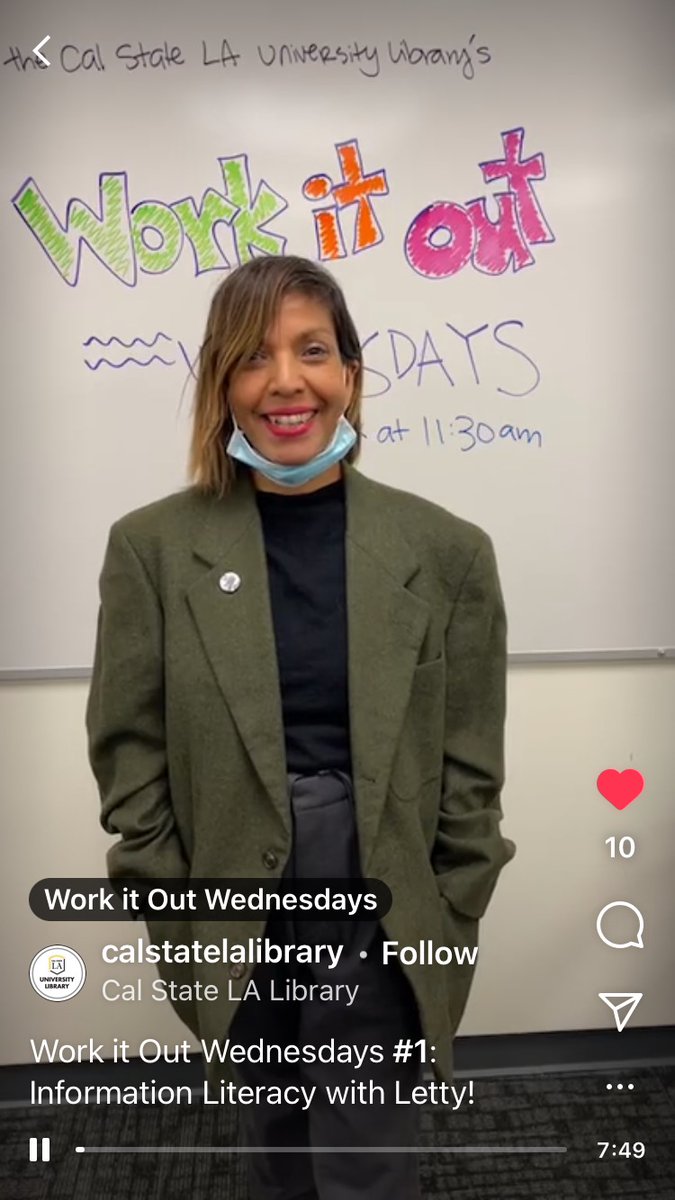 libraryletras π΄ (@libraryletras) on Twitter photo Work It Out Wednesdays! ππ·π Join us on Instagram Live every Wednesday at 11:30 am for 5 min talks about Info Literacy and Research Skills! <a href="/CalStateLALib/">Cal State LA University Library</a> Follow Cal State LA Library Insta and send us your questions live! ππ¦
ππβπΎ Work It Out Wednesdays! ππ·π Join us on Instagram Live every Wednesday at 11:30 am for 5 min talks about Info Literacy and Research Skills! <a href="/CalStateLALib/">Cal State LA University Library</a> Follow Cal State LA Library Insta and send us your questions live! ππ¦
ππβπΎ