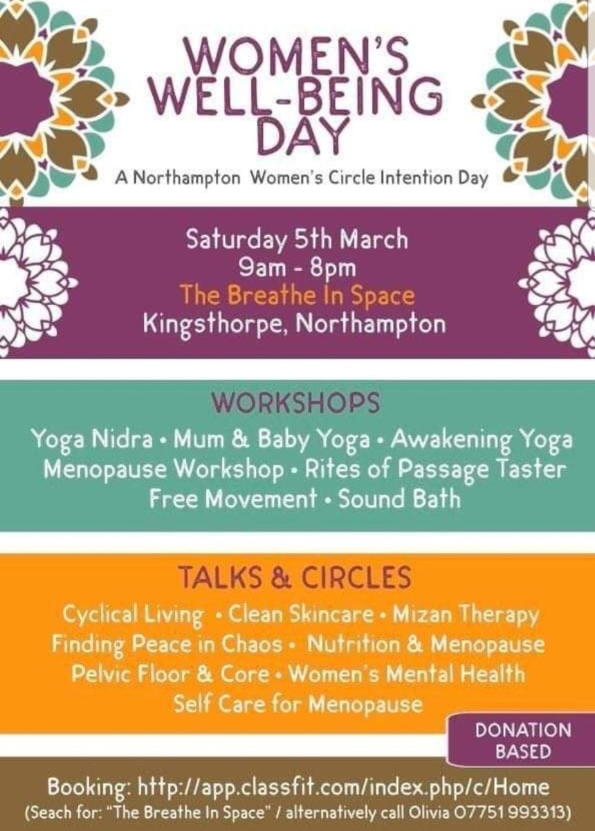iamholistics's tweet image. If you would like to find about MizanTherapy and Yoni Steaming come along to The Breathe In Space  on March 5th. 

There is so much on offer 💓

To book go to:
app.classfit.com/index.php/c/Cl…