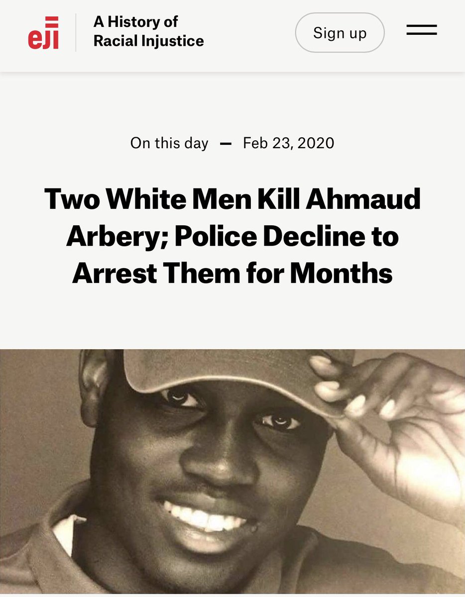 OneInATrilli's tweet image. On This Day in U.S. History 2020: 

On February 23, 2020, 25-year-old Ahmaud Arbery was shot and killed by two white men while he was out jogging in Satilla Shores, Georgia.