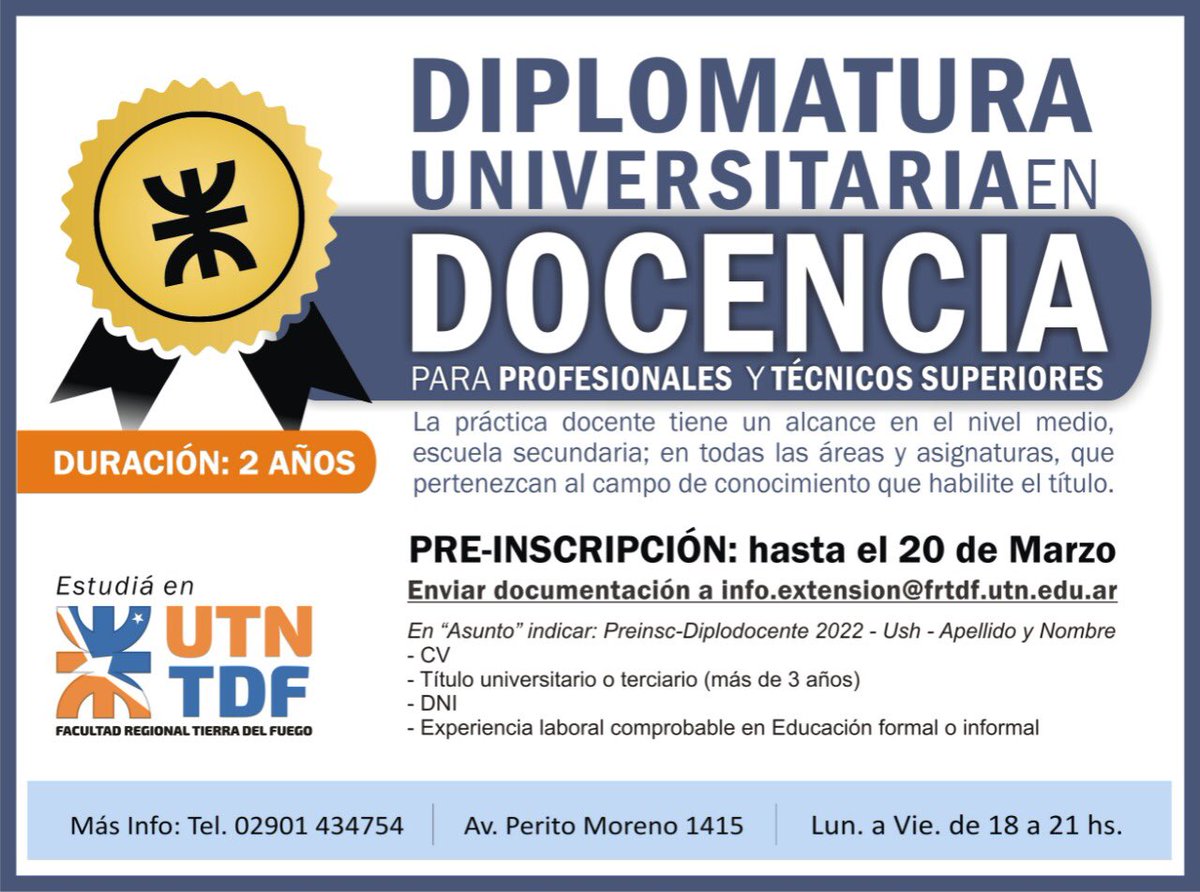 Inscripciones abiertas #Utn #TDF