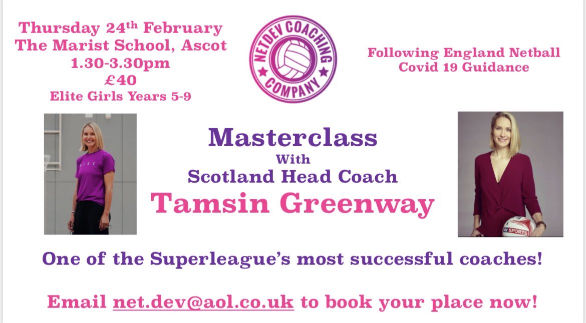 net_dev's tweet image. LAST MINUTE AVAILABILITY - BOOK NOW to get the last couple of spaces! Email net.dev@aol.co.uk #learnfromthebest #lovenetball TOMORROW 1.30pm at @Marist_Sport