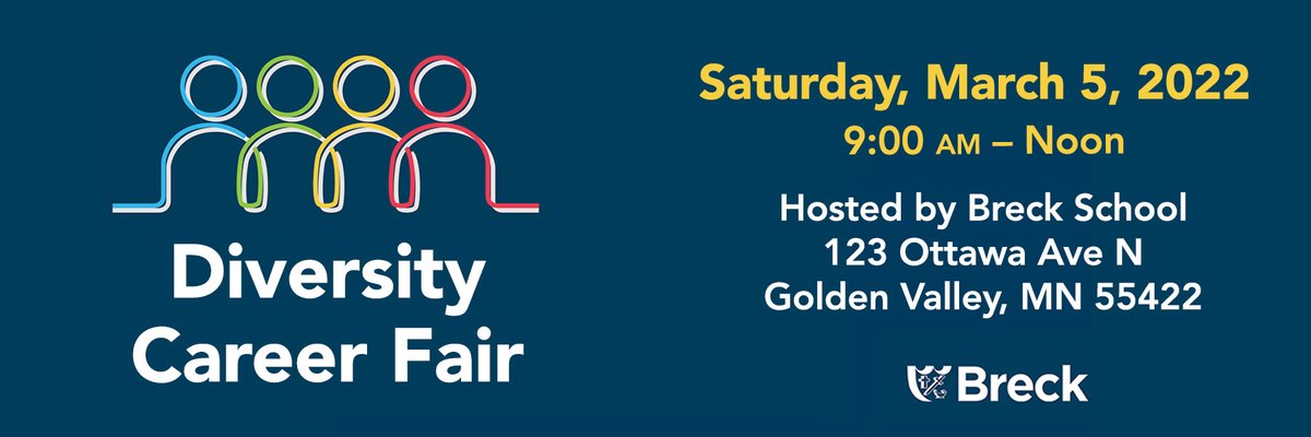 We are proud to be a part of this year’s Minnesota Independent Schools Diversity Career Fair on Saturday, March 5, from 9:00am-Noon at Breck School in Golden Valley!

For more information and to register, visit the website at breckschool.org/diversitycaree…

#MNJobs #Education