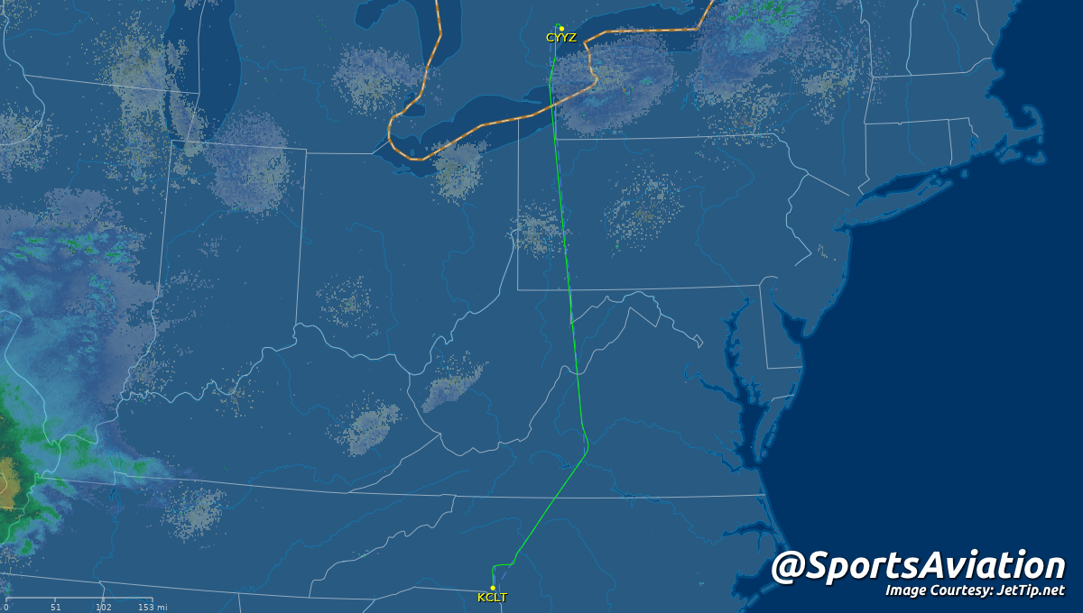 SportsAviation's tweet photo. 🏀 Toronto Raptors (@Raptors) #WeTheNorth
🆚 Charlotte Hornets #AllFly #TORvsCHA
✈️ N655DL | DAL8943 | B752
🛫 YYZ - 2:24 pm ET
🛬 CLT - 3:51 pm ET
📡 Tracking: https://t.co/do1vFfzFxB https://t.co/ayv5q7RPuo