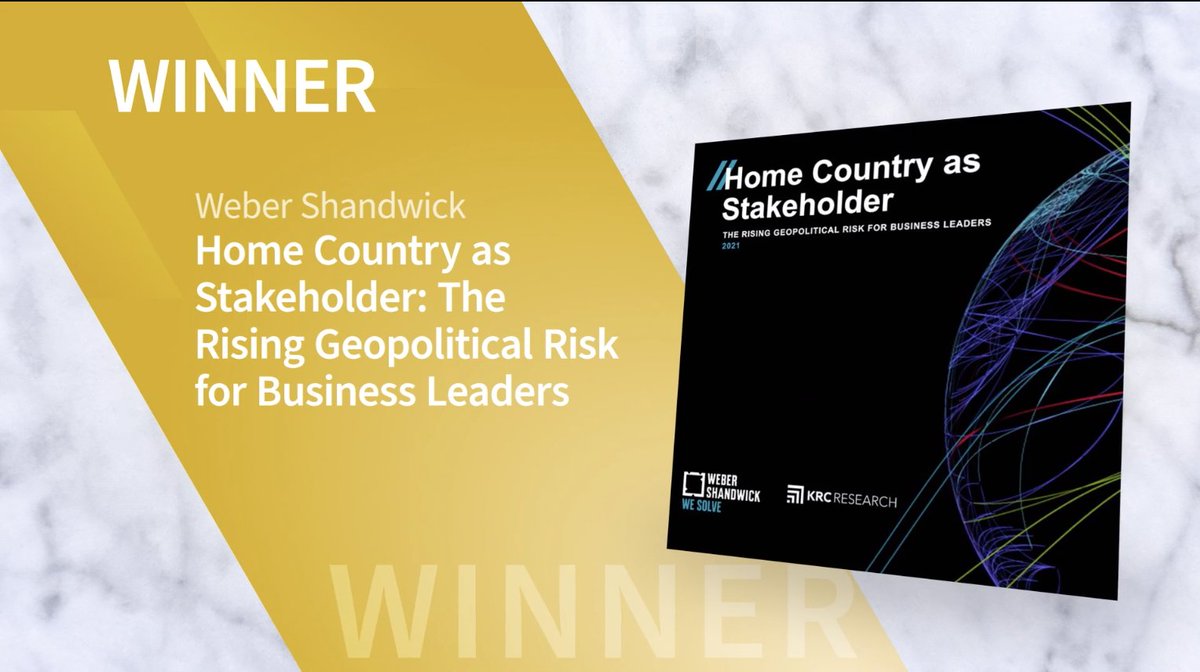 PRovoke Media (@provoke_news) on Twitter photo 2022 #IN2SABRE Winner: BEST AGENCY THOUGHT LEADERSHIP: Home Country as Stakeholder: The Rising Geopolitical Risk for Business Leaders - <a href="/WeberShandwick/">Weber Shandwick</a> 2022 #IN2SABRE Winner: BEST AGENCY THOUGHT LEADERSHIP: Home Country as Stakeholder: The Rising Geopolitical Risk for Business Leaders - <a href="/WeberShandwick/">Weber Shandwick</a>