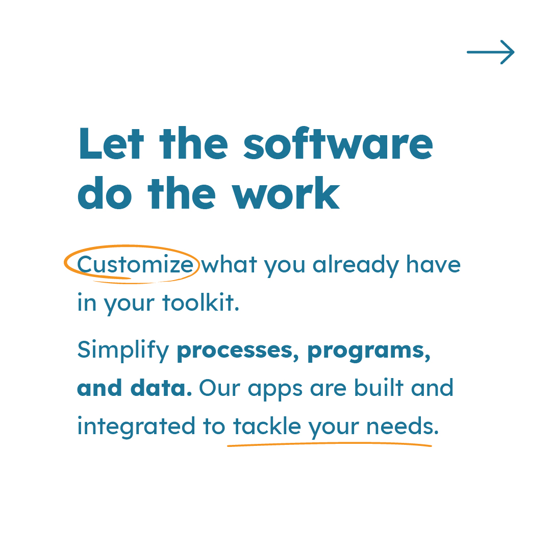 So much new tech out there is, well…
- Too expensive
- Too hard to set up
- Doesn’t integrate with anything useful
 
Let’s not do that anymore. Let's make it easier, so you have less to do + get more done. Let the software do the work! (tagline alert – couldn’t help ourselves)