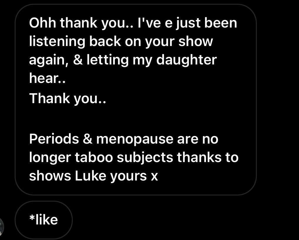 LynetteFay's tweet photo. I’ve just been contacted by a listener about the chat with Maria Rafferty on my show today about periods. She listened again, with her daughter. This is what it’s all about. Great to be part of this conversation #thepowerofradio #womenshealthmatters https://t.co/kFtq5GtBsr
