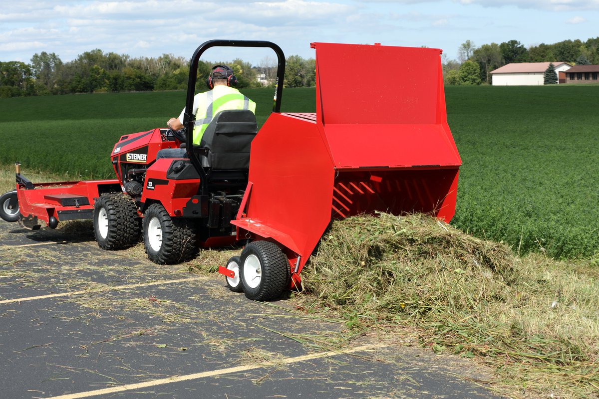 Consider your cleanup done with the Steiner 450 Lawn Sweeper attachment. 

With an enclosed 24-cubic-foot chamber, you can cover more ground before you need to unload. Learn more: bit.ly/lawnsweeper