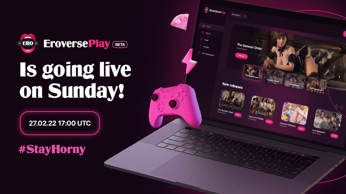 #EroversePlay launch is just days away! 🔥🔜

 #dApp EroversePlay Beta will #launch this Sunday.

Plus giveaway coming for $ERO 

Read their  #Medium Article for details - medium.com/eroverse/erove…

#Eroverse  #Gaming #BSC $ERO #BSCGem @Eroverse_io

Stay #Ruthless hit a like 👍