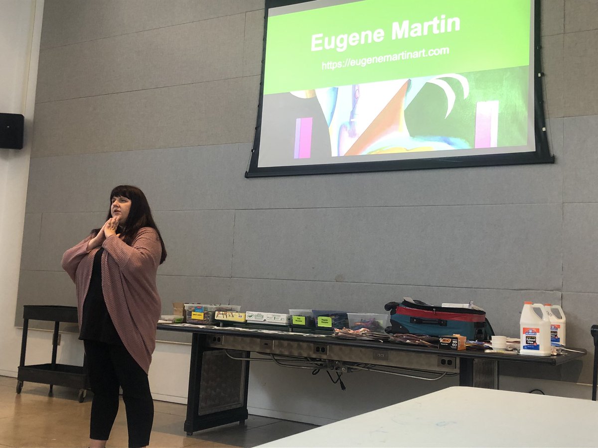 kemstructional's tweet photo. Supporting our fabulous art teacher Ms. Shelly Breaux and learning about #EugeneMartin. #ACA #ArtxELA #PD https://t.co/4JP1AKcVC4