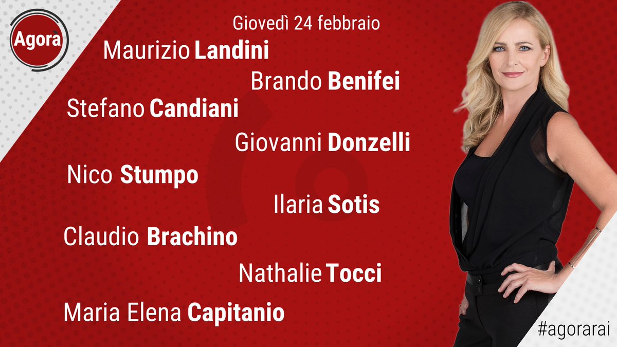 agorarai's tweet photo. Ecco gli ospiti di @luisellacost per domani ad #agorarai. Vi aspettiamo dalle 8.00 su @RaiTre https://t.co/LZsBWah6tq