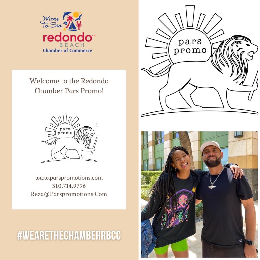 Welcome to the Redondo Chamber <a href="/RezaSarrafieh/">Reza Sarrafieh</a> from Pars Promo!

If you're looking for someone to assist you with business development, strategic marketing and/or promotion, give Reza a call! 

parspromotions.com
310.714.9796
Reza@Parspromotions.Com

#WeAreTheChamberRBCC