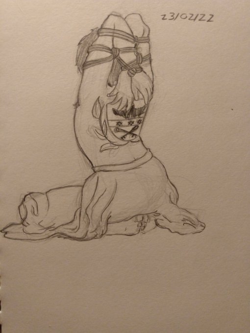 Tying up the OC, since I have no one to tie me up IRL lol.  Reference was from a photo by @SeattleShibari<a href="/tag/oviposition"class="tags"><span>#oviposition</span></a>