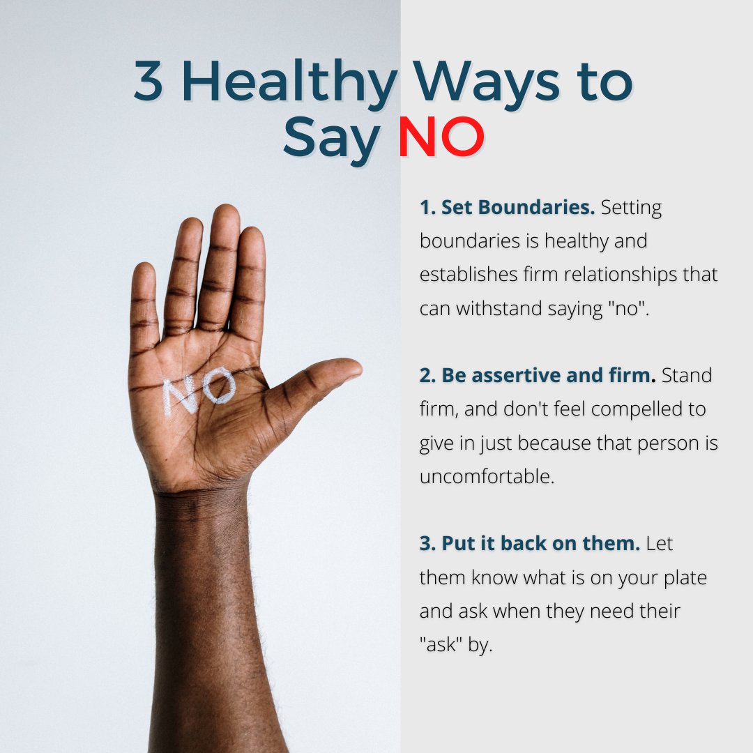 ForwardCCE's tweet photo. Saying NO isn't always a negative action. Oftentimes, it's actually quite positive. When saying yes means sacrificing your values and taking on unneeded stress, practice saying no. This may be one of the most positive things you can do for your mental health. #MentalHealthMatters https://t.co/CDd7oFmdHF