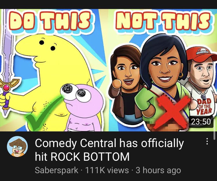 gingerbob14yt's tweet photo. Oh wow, so this is now the rock bottom? Not lil Bush? Not Ren &amp; Stimpy adult party cartoon? Not Brickleberry? Look man, we need to all realise Comedy Central isn’t an animation network. Just because it has South Park doesn’t mean it’s an animation network. Christ. https://t.co/pyPKLIIOxD
