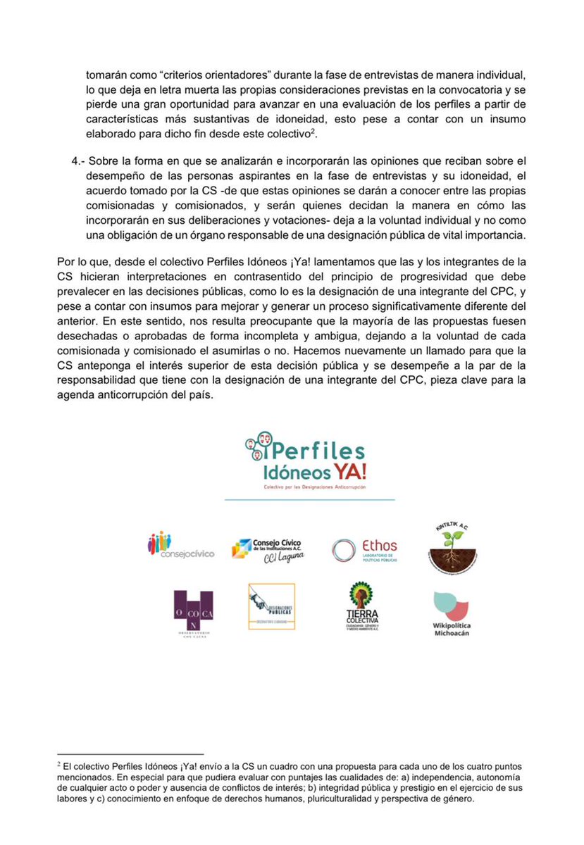 #DesignacionesCPC | Ayer la <a href="/ComSNA21_24/">Comision de Seleccion 2021-2024</a> votó las propuestas presentadas por #PerfilesIdóneosYa sobre la convocatoria para designar a una integrante del <a href="/ComiteCPC/">CPC</a>, lamentamos su interpretación en contrasentido del principio de progresividad de #DH.

#SinCuotasNiCuates