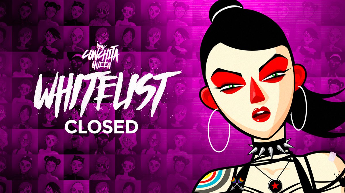 ConchitaQueenOf's tweet photo. Wl is closed! See you tomorrow in our twitter space or in the pre-sale.

Thanks 💜💜💜💜💜
#NFT #NFTpresale #NFTs #WomeninNFT #ConchitaNFT #NFTCommunity #NFTartist https://t.co/VCe6j3VqpH