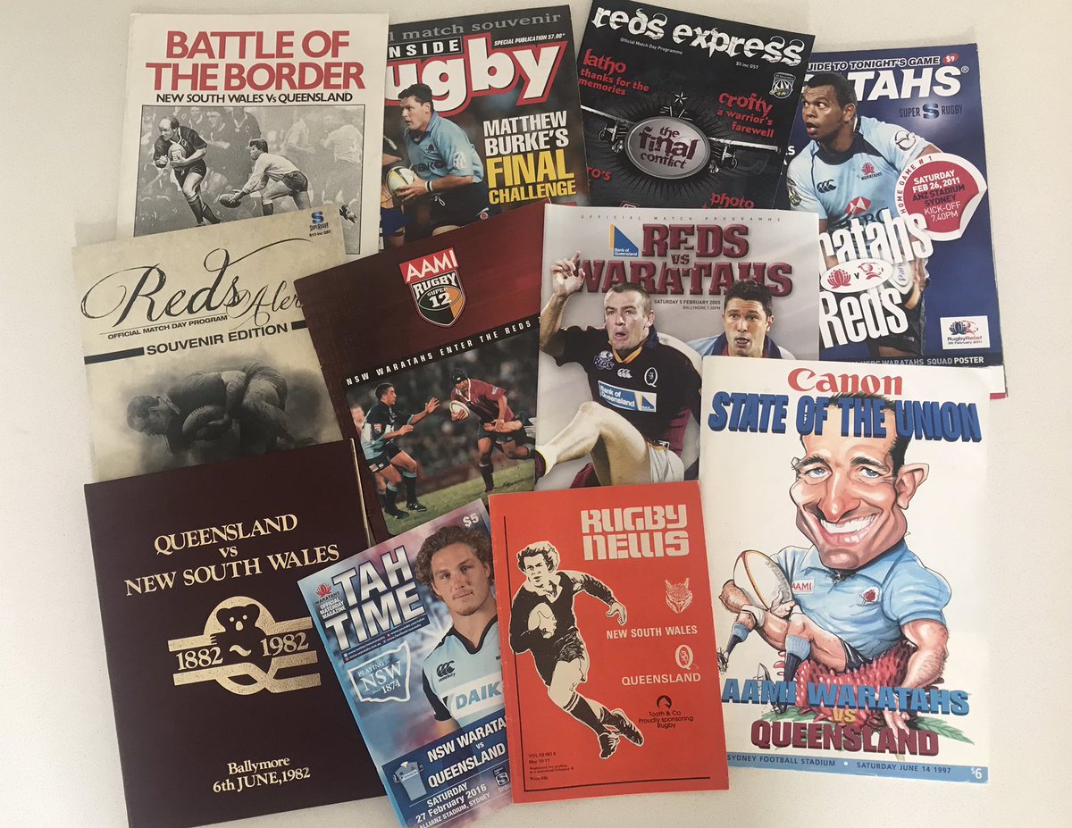 HulaBulaJim's tweet photo. Queensland v NSW...a great rugby tradition @seanny202 @thecashman Always kept the match program designers busy. Next edition Fri night #classicrugbyprograms https://t.co/27UH4Gk6E6