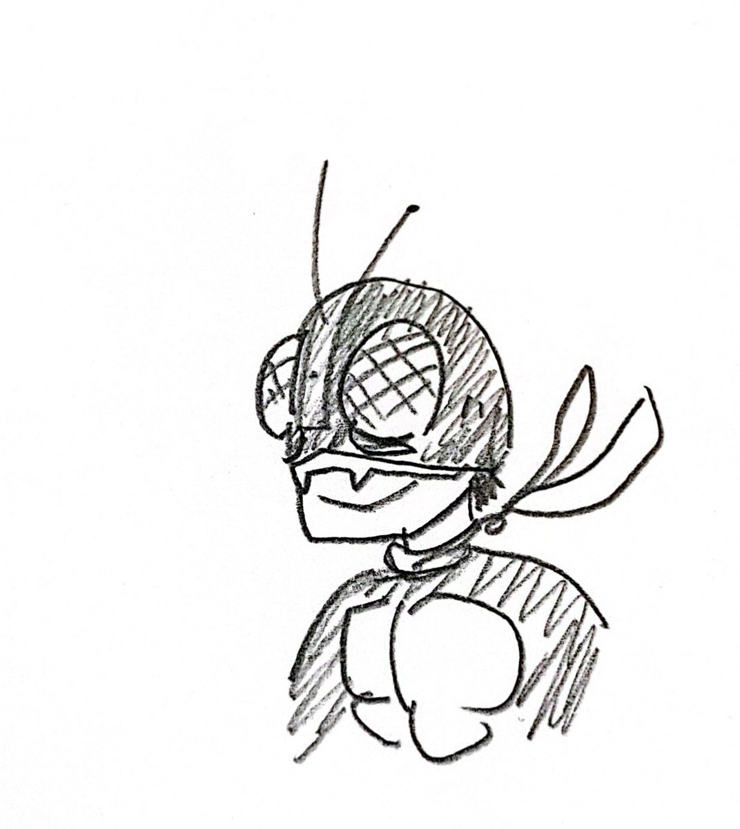 「#何も見ないで1分で描いてみた仮面ライダー旧1号 」|St.ｺﾞﾄｰ ﾀｹｦのイラスト
