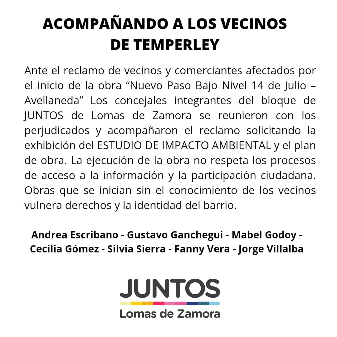 soyfannyvera's tweet photo. Comunicado del #Bloque de #Concejales de #Juntos ante el reclamo de #Vecinos y #Vecnas de #Temperley 👇👇 https://t.co/3UKK7Mc3gQ