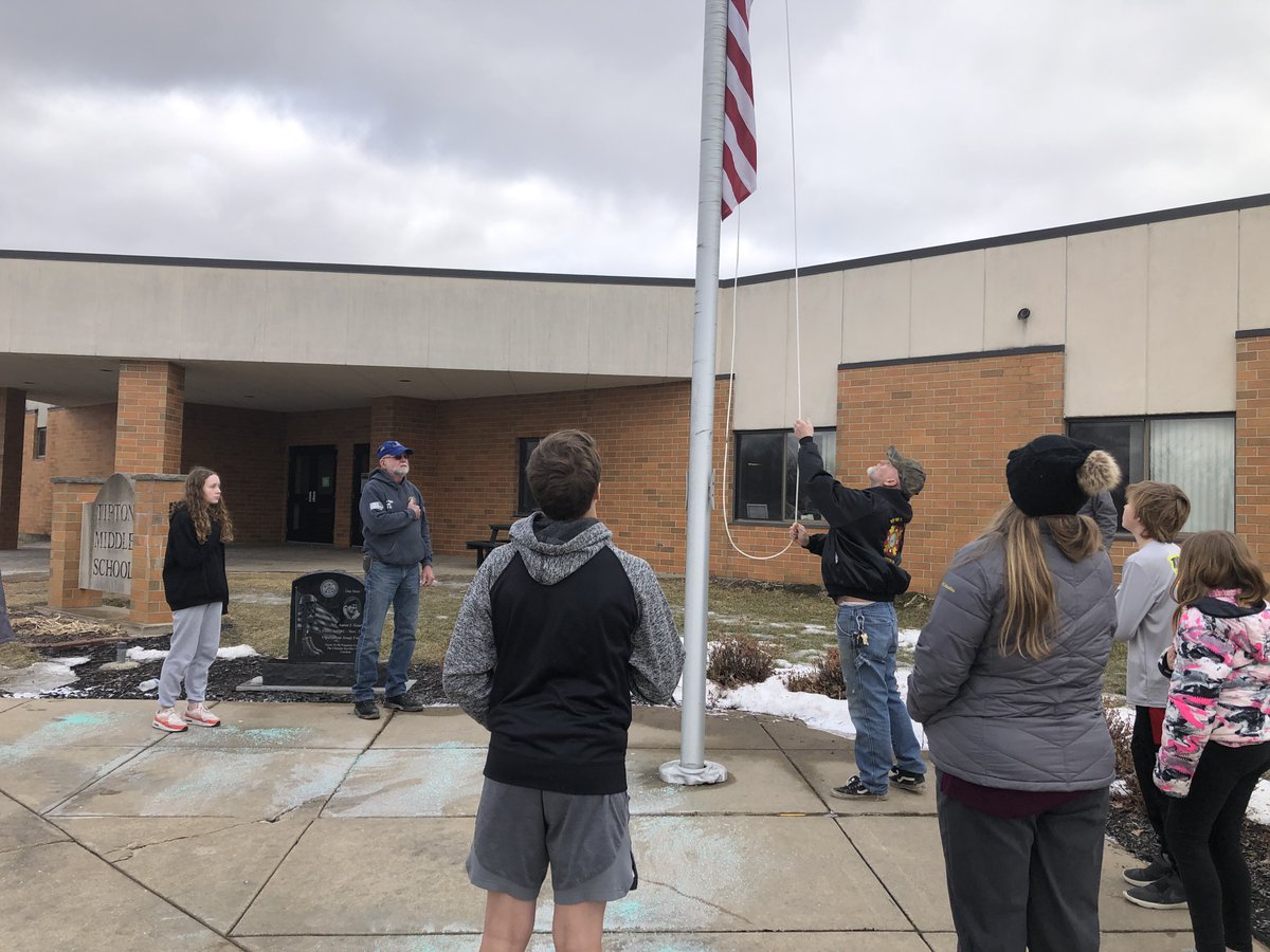 TiptonTigersMS's tweet photo. Thanks to VFW & some of our local veterans who stopped by to give our "Flag Crew" a little history lesson and demo on taking care of the flag. As part of our Student Leadership Roles they will raise/lower the flag at school each day. πΊπΈ @bcowen729
#TMSLeadership https://t.co/0sUtxjm7CJ