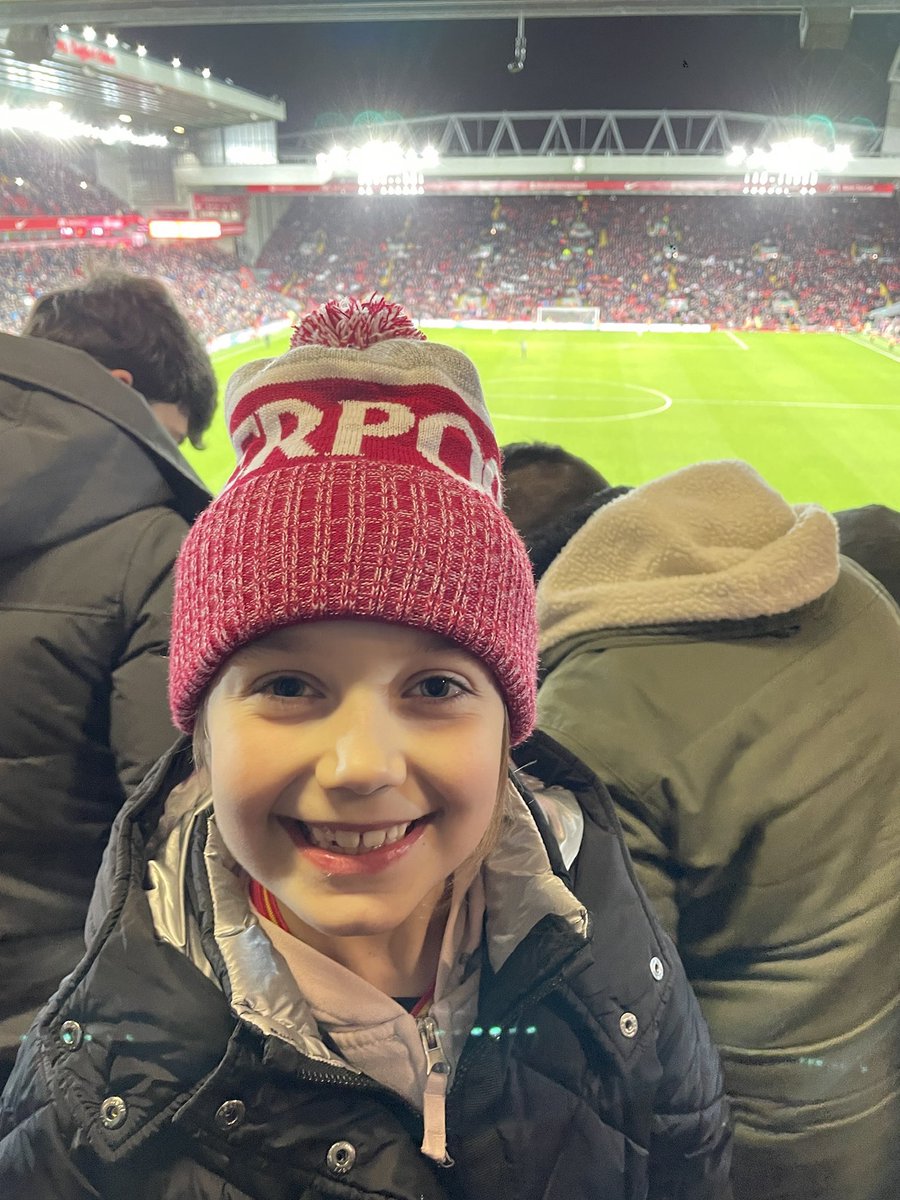 imj1981's tweet photo. Lily the lucky charm. Debut appearance. Great night under the lights at Anfield. Thanks for the tickets @mg_lpool https://t.co/vBWH8r0oDG