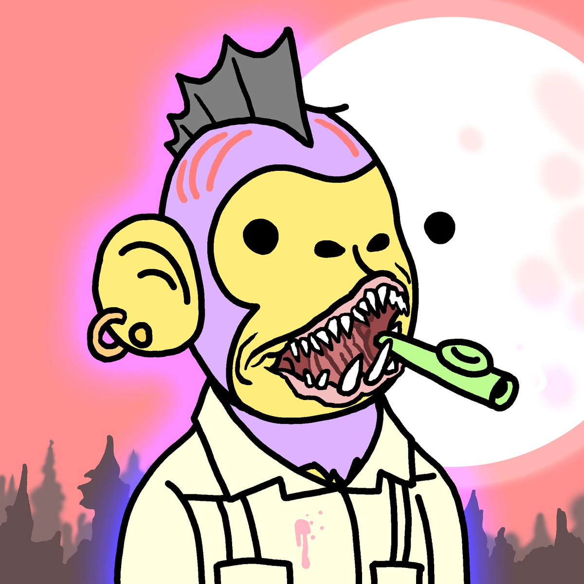 DougTenNapel's tweet photo. Something is happening to the Bored Doodle Punk Club tonight. The curse of the Cthoodles. https://t.co/AZSe16D1Gl