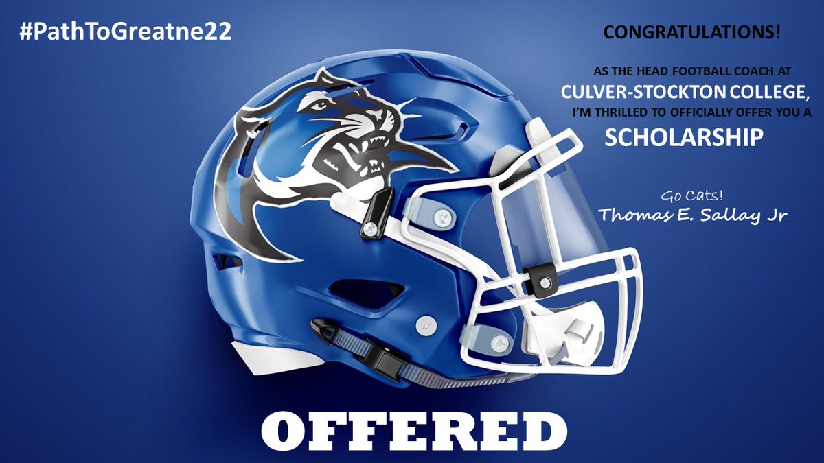 Thankyou to <a href="/CoachCutshaw/">Roy Cutshaw Jr</a>. I am very grateful to have received an offer from Culver-Stockton College <a href="/CSCwildcatsFB/">Culver Football</a>