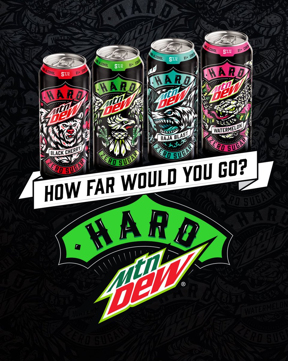 hardmountaindew's tweet image. How far would you go for a Hard MTN DEW?

We’re giving you the chance to be one of the first people to EVER try Hard MTN DEW. Tell us how far you’d go and you might just be flown to Tennessee for a one-of-a-kind Hard MTN DEW experience.

Enter here: howfarforharddew.com