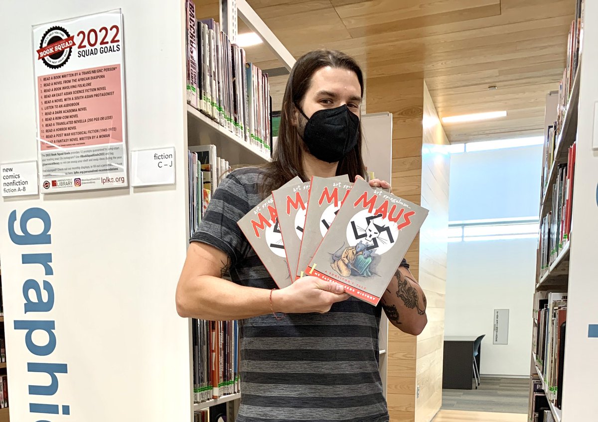 lawrencelibrary's tweet photo. In response to the recent book ban outbreak across the US, the folks at Third Planet donated 5 copies of Maus Vol 1 to check out. So grateful bc our last copy just walked off &amp; the complete collection that we ordered hasn't shipped yet. THANK YOU, 3P! ❤️ https://t.co/y1FwcNGmQz https://t.co/JzM0DyPt4u