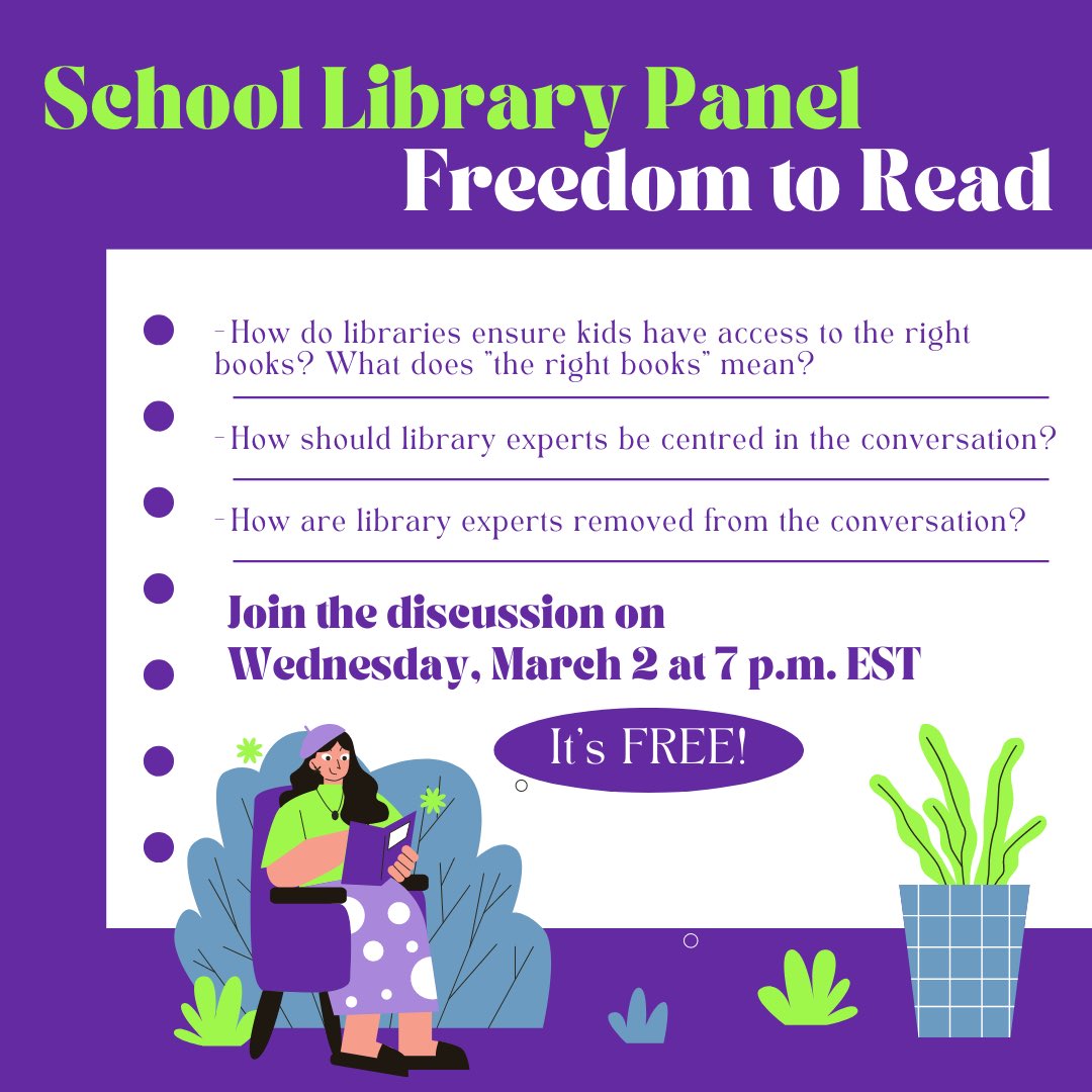Join in March 2 at 7 pm EST for a discussion w/ authors and school library staff about school libraries and the books they hold (it’s FREE). How should library experts be centred in the conversation about banning books from the shelves? sforce.co/3H8kqQ0 #FTRWeek #onted