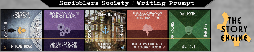 ScribSociety's tweet photo. Tonights Prompt 6:30pm-9pm: A torturer wants to stop being haunted by an ancient medical building but someone will be executed for it. #reMarkable2 #writerscommunity #writerslife #thestoryengine #author #writingprompt #twitchtv #writing #art #prompts #scribs #edit #reMarkable https://t.co/rnbvYLV4Co