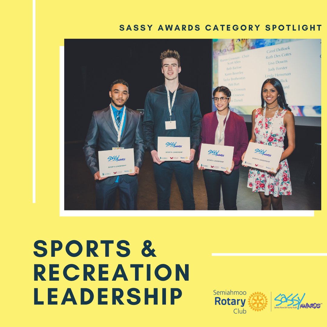 SASSYawards's tweet photo. CATEGORY SPOTLIGHT: This week we are spotlighting the Sports &amp; Recreation Leadership category!

Are you or do you know a youth aged 15-21 living, working, or volunteering in Surrey who is a young athlete making a difference?
.
.
.
#sassyawards #communityservice #surreyyouth https://t.co/Fv5ml34wBW