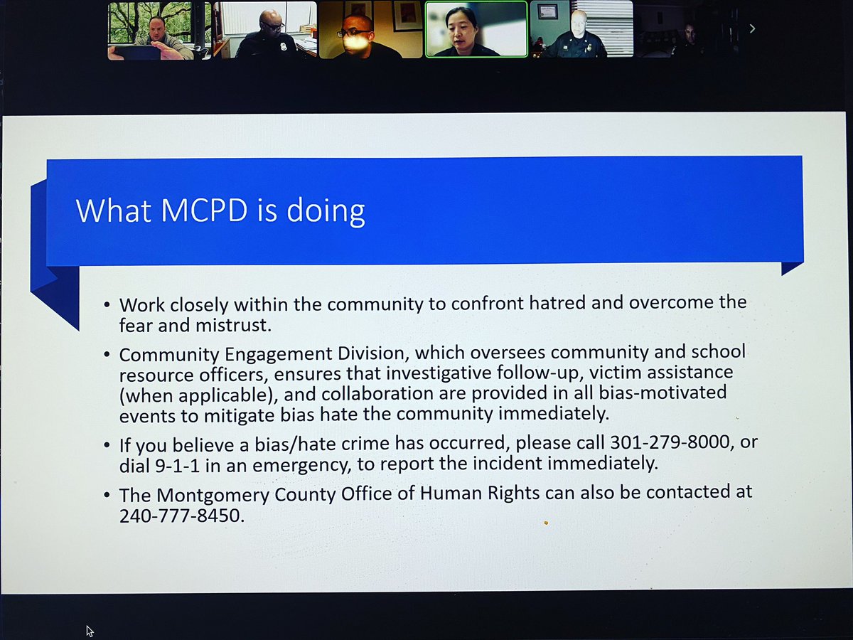 MCPDCRB's tweet image. I’m excited to announce that we held our first “virtual” Asian American Pacific Islander Committee meeting tonight. Together, we can end hate and bias, and help problem-solve community concerns. For more information or to join, DM me. #AAPI #communitypolicing #Letsendhate