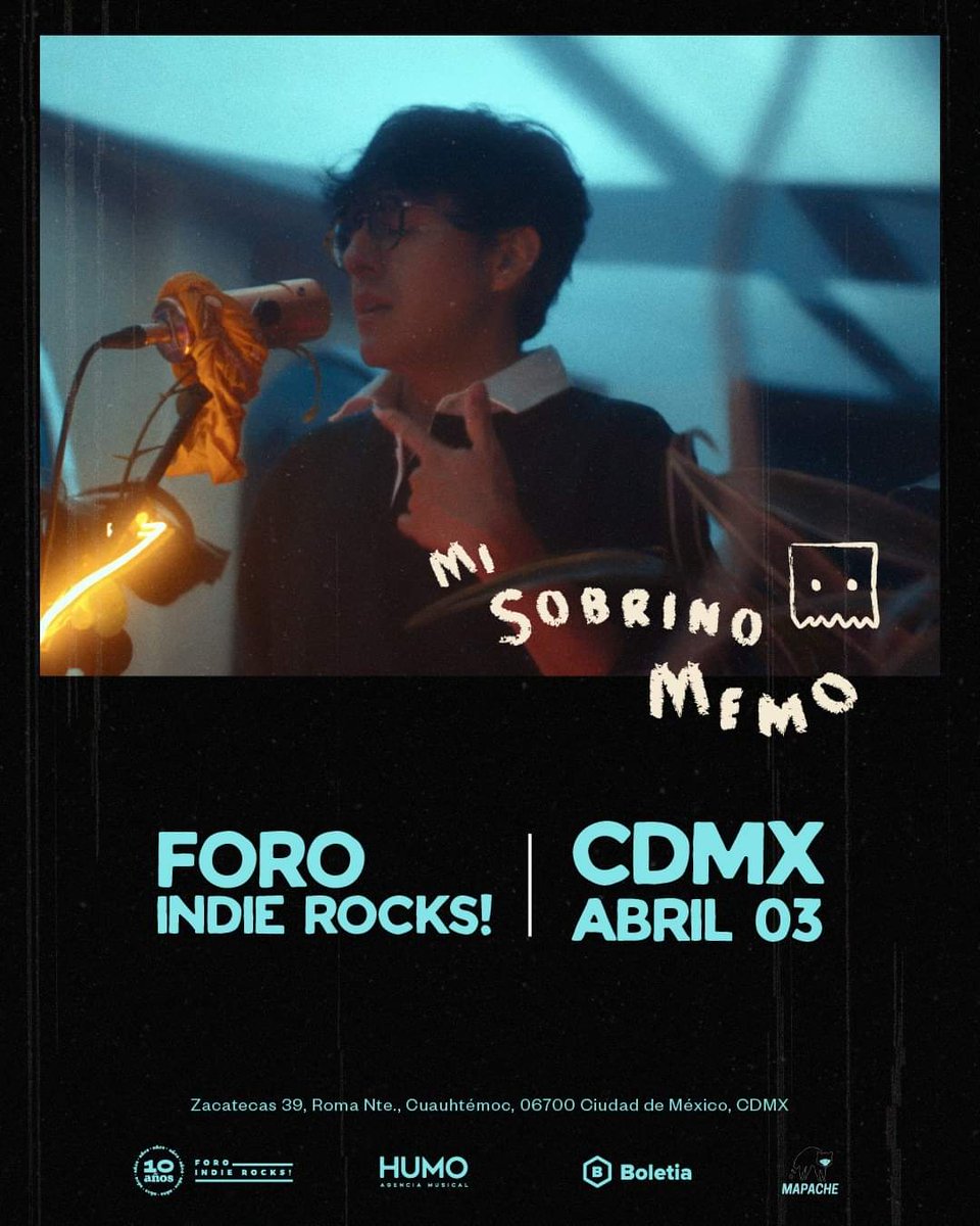 CSMNOW's tweet photo. Este 3 abril @MiSobrinoMemo nos brindará un show único y nostálgico en el @ForoIndierocks.
Boletos a través de @boletia.
+18
#CSMnow https://t.co/KPvxOt6n4h