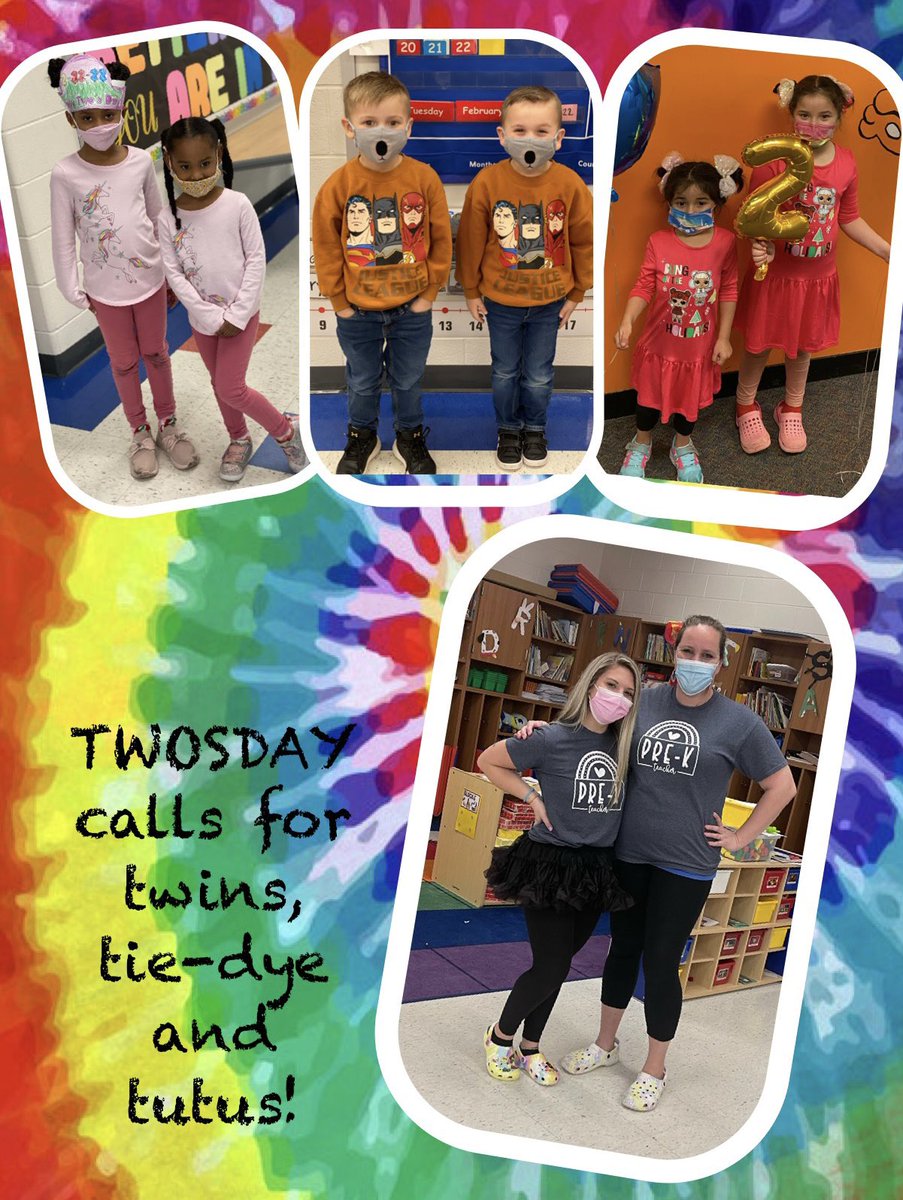 MrsDurstPreK's tweet photo. Yesterday, also known as TWOSDAY, called for twins, tie-dye and tutus! It was so awesome seeing so many Craik Tigers showing their school spirit for TWOSDAY! https://t.co/d19MCin4Kp