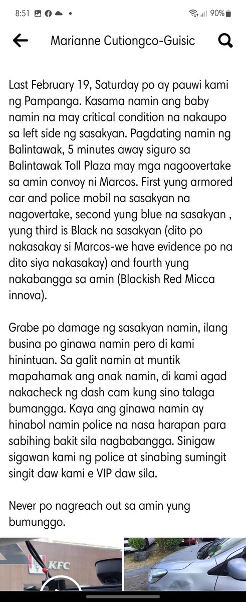 sweet_iya3's tweet photo. @iamwhatiam300 Mas malala naman to.. bbm convoy sinadyang banggain ang kotse na may pink sticker ni leni. At may baby sa loob na may sakit. https://t.co/PUwBxrZMxc