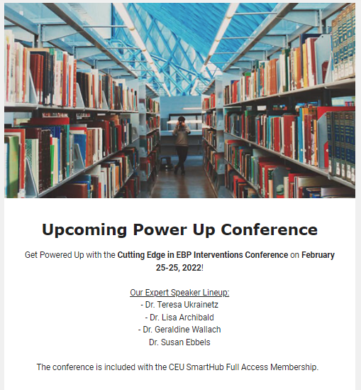 Cutting Edge in EBP Interventions Power Up Conference

2-24 and 2-25-22 only $89 + sign up before 2/24/22 &amp; receive a 12-months membership in the Video Learning Squad + 12 months access to the Impact Rating scale ($99 Value) FREE 
laviinstitute.com/free-online-sl…