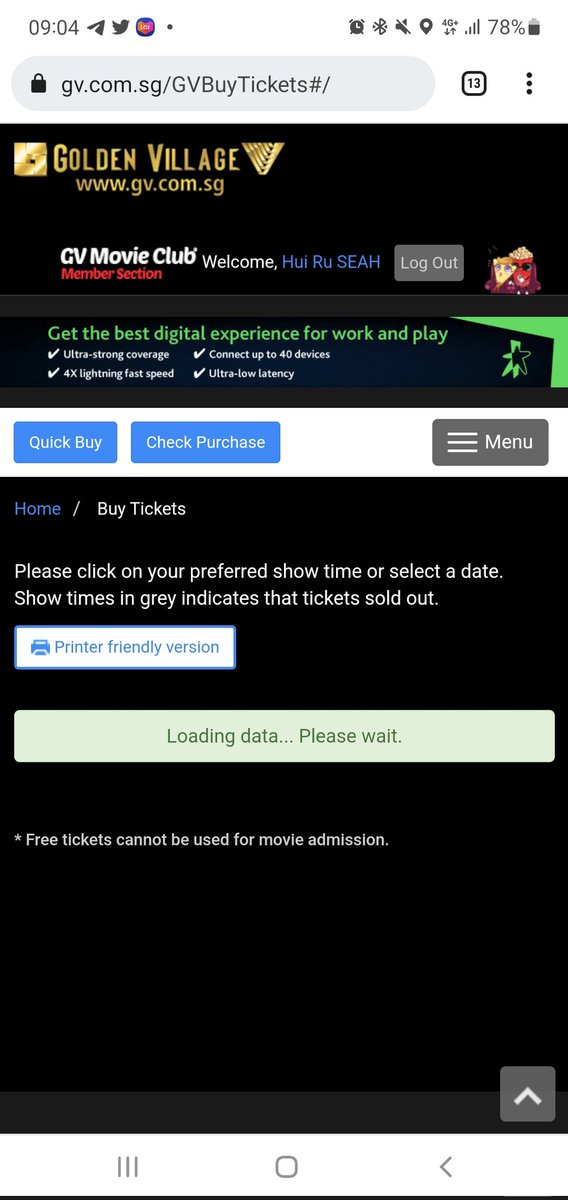 ryu_jikook's tweet photo. Managed to select seats but cannot pay. When I refreshed, it became like that. Can't even see other movies https://t.co/JT3QVOd2M4