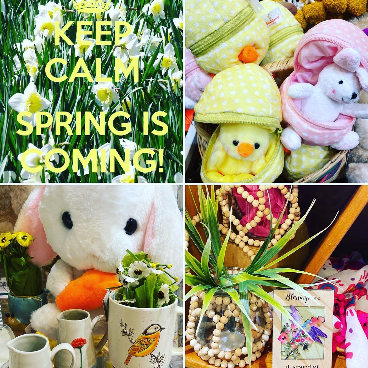 Hi There!  We've taken a break, but we're back on Twitter!  Celebrating an early Spring in our beautiful gift department!