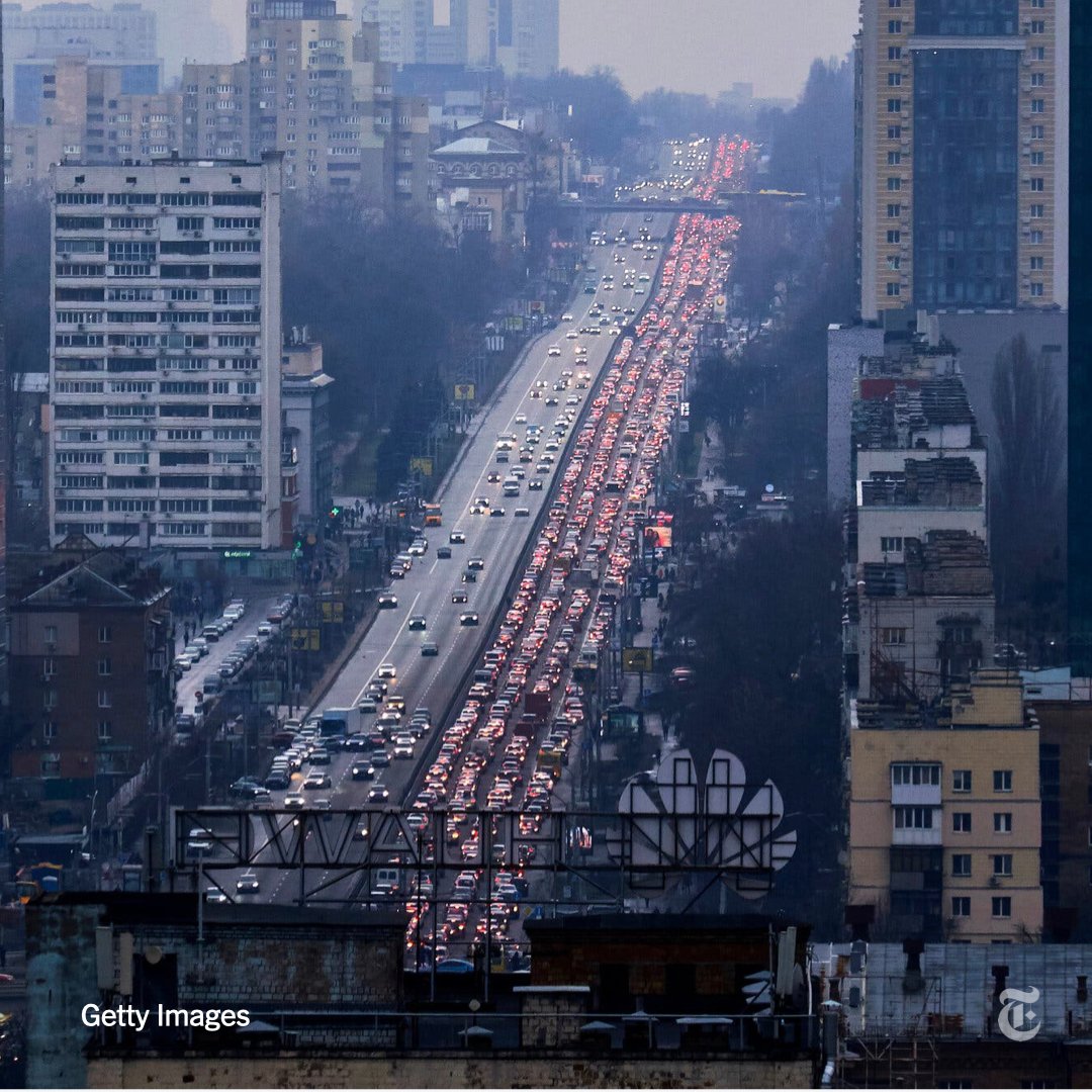 As Russia began its invasion of Ukraine, lines of cars moved out of the capital, Kyiv, many heading west and hoping to find safety in parts of the country closer to Poland and NATO troops.

Follow live updates. nyti.ms/3Ikn2LS