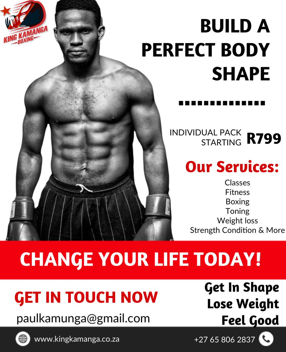 KamangaBoxing's tweet photo. The best investment you can ever make is your own health 🧘🏽‍♂️. Let me take you through the health journey and build a perfect body shape and more🏋🏽‍♀️. Contact me today for more information ℹ️ #trainwiththebest 🎯 #KingKamanga 🥊

📲 +27 65 806 2837
📧 paulkamunga@gmail.com https://t.co/k76KwOUK1k