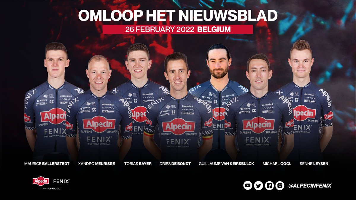 AlpecinPT's tweet photo. Only two more days until #OHN22 🙌

Here's our lineup for the first of the spring classics and the first one-day WT race of the season! 🔵🔴 https://t.co/knt3vkEgco