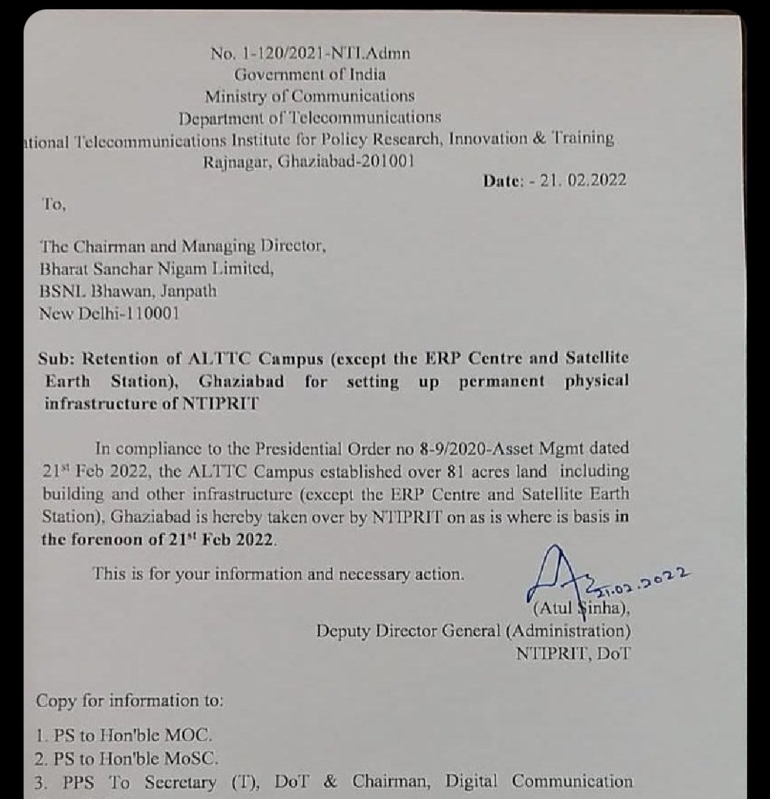 हमें कोई दिक्कत नहीं .
#ALTTC यदि #DoT का होता है 
ALTTC ही क्यों ,कहीं की भी <a href="/BSNLCorporate/">BSNL India</a>  की जमीन को DOT अपना ले 
बस साथ में इतना करे 🙏
BSNL को भी अपना ले 
BSNL employees को भी अपना ले 
<a href="/PMOIndia/">PMO India</a>
<a href="/DoT_India/">DoT India</a>

<a href="/devusinh/">Devusinh Chauhan</a> 
<a href="/AshwiniVaishnaw/">Ashwini Vaishnaw</a>
#saveALTTCsaveBSNL
#Save_ALTTC_Bsnl